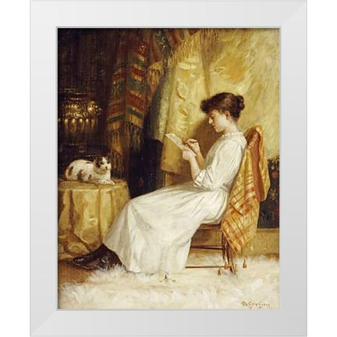 The Artist and Her Model White Modern Wood Framed Art Print by Evans, De Scott