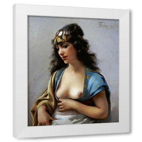 An Eastern Beauty White Modern Wood Framed Art Print by Falero, Luis Riccardo