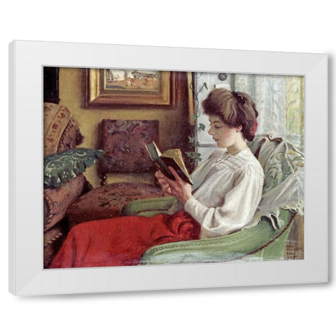 A Good Book White Modern Wood Framed Art Print by Fischer, Paul