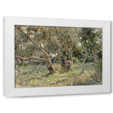 In The Orchard White Modern Wood Framed Art Print by Fontana, Roberto