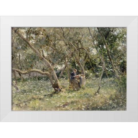 In The Orchard White Modern Wood Framed Art Print by Fontana, Roberto