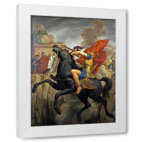 The Death of Marcus Curtius White Modern Wood Framed Art Print by Francois, Pierre Joseph Celestin