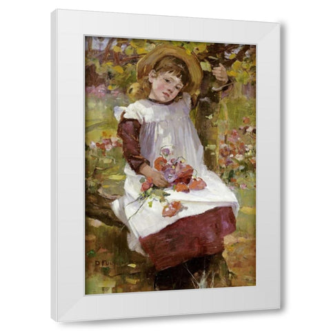 The Poppy Gatherer White Modern Wood Framed Art Print by Fulton, David