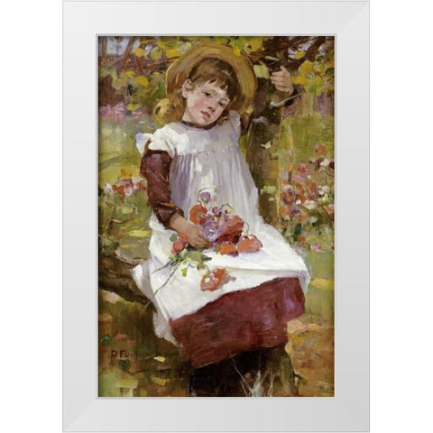 The Poppy Gatherer White Modern Wood Framed Art Print by Fulton, David