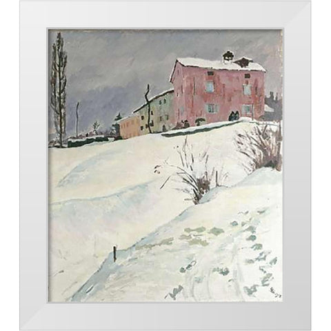 La Casa Rossa White Modern Wood Framed Art Print by Giacometti, Giovanni