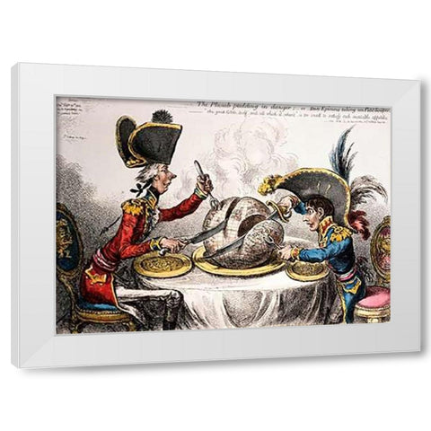 The Plum Pudding In Danger White Modern Wood Framed Art Print by Gillray, James