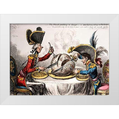 The Plum Pudding In Danger White Modern Wood Framed Art Print by Gillray, James