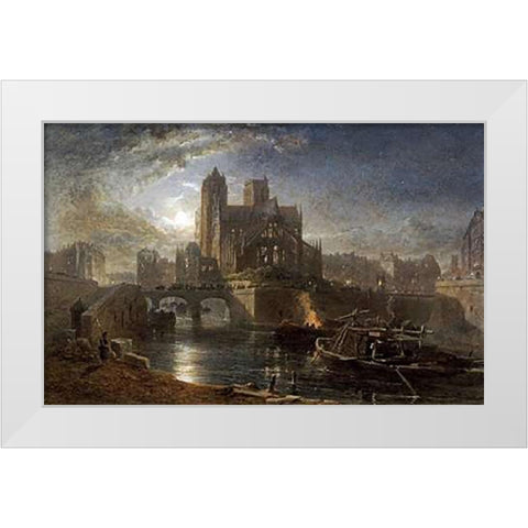 Notre Dame, Paris White Modern Wood Framed Art Print by Goodall, Edward Angelo