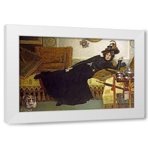 Une Femme Elegante White Modern Wood Framed Art Print by Gourse, Hippolyte-Casimir
