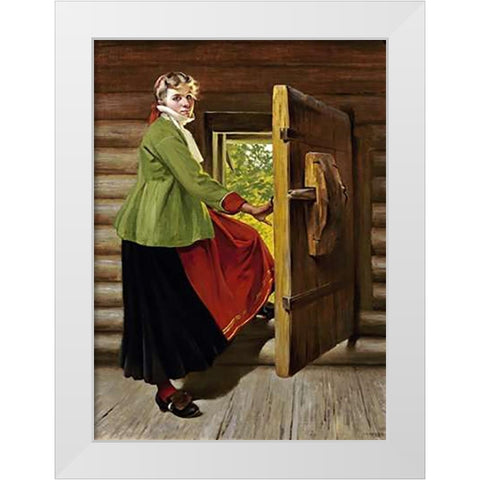 A Dalecarlian Beauty White Modern Wood Framed Art Print by Hagborg, August