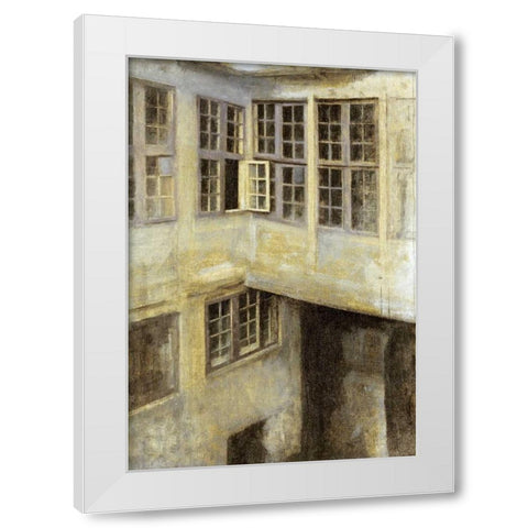 The Courtyard at 30 Strandgade White Modern Wood Framed Art Print by Hammershoi, Vilhelm