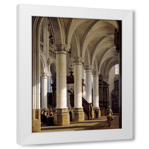 A Church Interior White Modern Wood Framed Art Print by Hansen, Heinrich