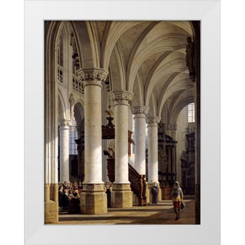 A Church Interior White Modern Wood Framed Art Print by Hansen, Heinrich