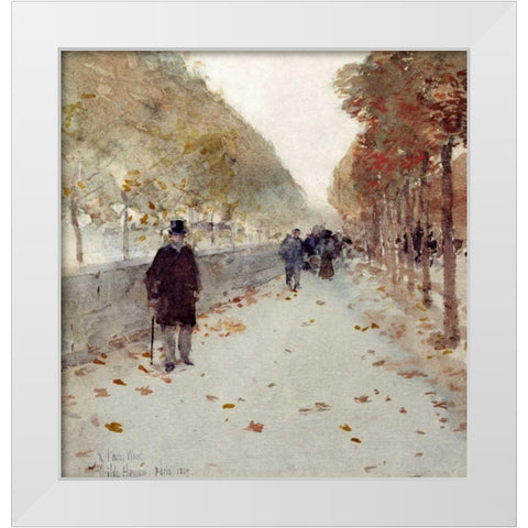 Quai Du Louvre White Modern Wood Framed Art Print by Hassam, Childe
