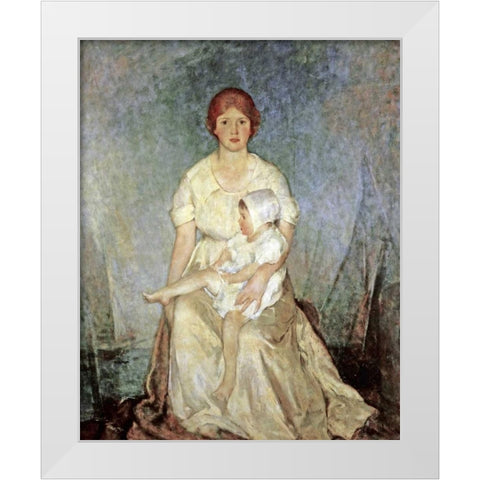 Motherhood Triumphant White Modern Wood Framed Art Print by Hawthorne, Charles Webster