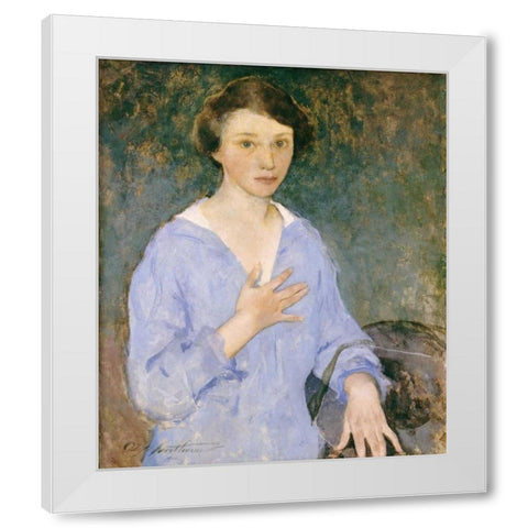 Nina White Modern Wood Framed Art Print by Hawthorne, Charles Webster