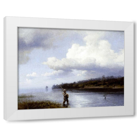 Fly Fishing White Modern Wood Framed Art Print by Herzog, Herman