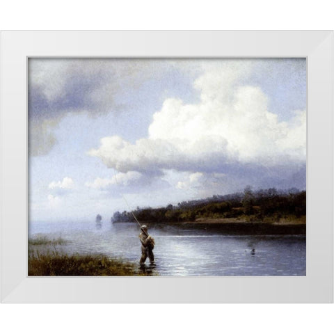 Fly Fishing White Modern Wood Framed Art Print by Herzog, Herman