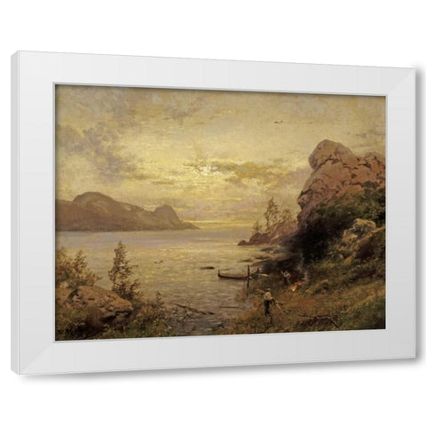 Camp Site White Modern Wood Framed Art Print by Herzog, Herman