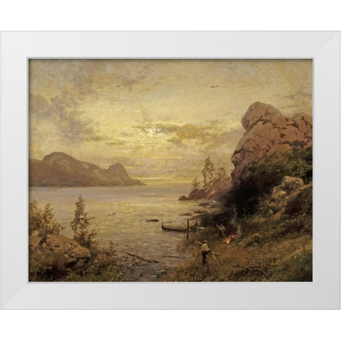 Camp Site White Modern Wood Framed Art Print by Herzog, Herman