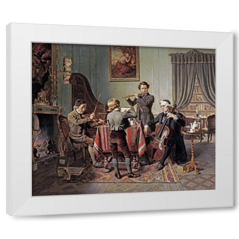 The Quartet White Modern Wood Framed Art Print by Hiddemann, Friedrich-Peter
