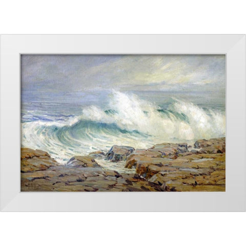 Breaking Wave White Modern Wood Framed Art Print by Hills, Anna Althea
