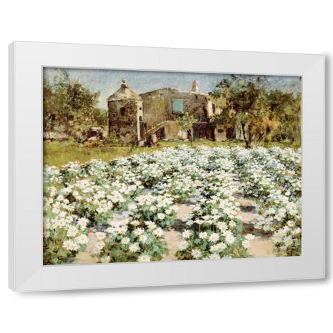 A Normandy Farmhouse White Modern Wood Framed Art Print by Hitchcock, George