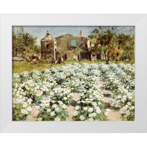A Normandy Farmhouse White Modern Wood Framed Art Print by Hitchcock, George