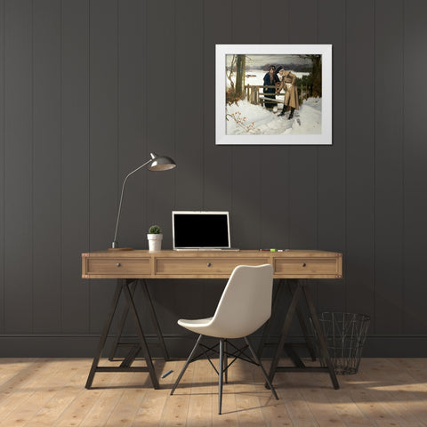 The Lovers Vows White Modern Wood Framed Art Print by Holyoake, William