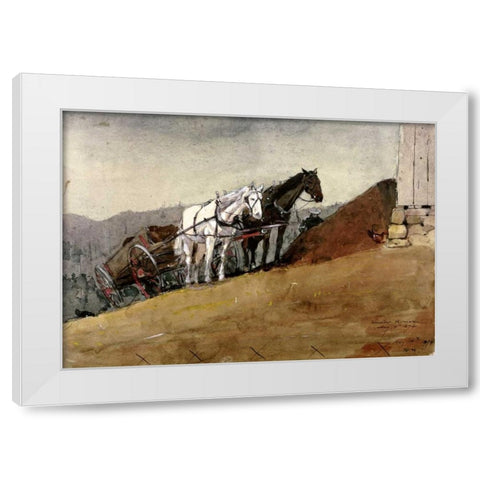 The Hill Top Barn - Houghton Farm White Modern Wood Framed Art Print by Homer, Winslow