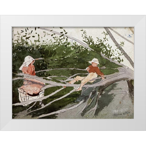 Out on a Limb White Modern Wood Framed Art Print by Homer, Winslow
