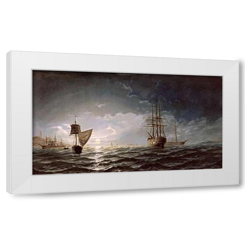 Moonlight Over Constantinople White Modern Wood Framed Art Print by Hoyer, Edward