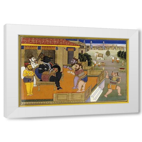 Illustration To The Mahabharata White Modern Wood Framed Art Print by Jaipur