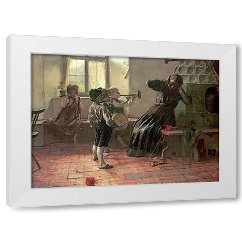 The Concert White Modern Wood Framed Art Print by Jakobides, Georg