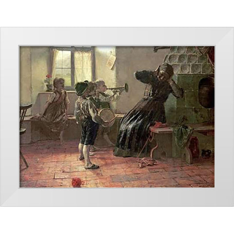 The Concert White Modern Wood Framed Art Print by Jakobides, Georg
