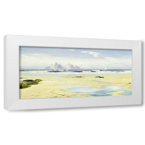 When The Tide Is Out, Pimn Bay, Cornwall White Modern Wood Framed Art Print by James, David