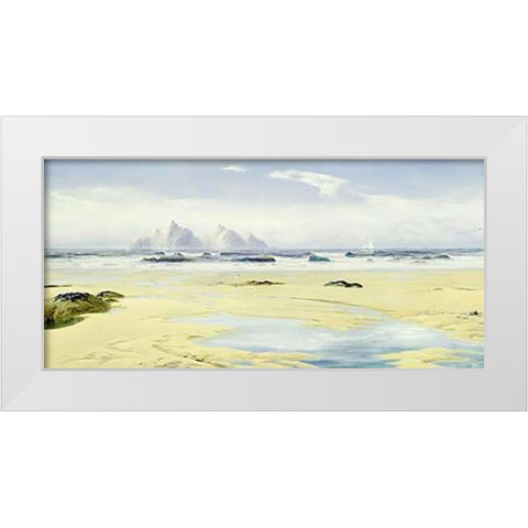When The Tide Is Out, Pimn Bay, Cornwall White Modern Wood Framed Art Print by James, David