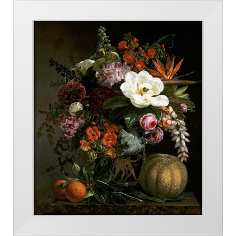 Still Life in a Greek Vase White Modern Wood Framed Art Print by Jensen, Johan Laurents