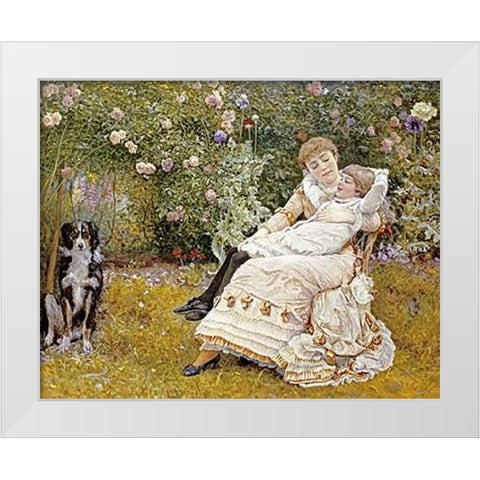 Pleasant Hours White Modern Wood Framed Art Print by Johnson, Edward Killingworth