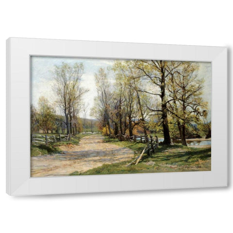 The Country Lane White Modern Wood Framed Art Print by Jones, Hugh Bolton