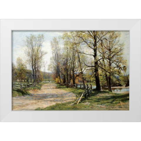 The Country Lane White Modern Wood Framed Art Print by Jones, Hugh Bolton