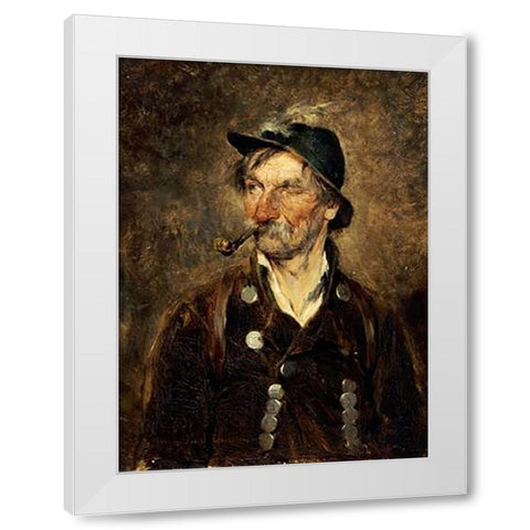 The Old Hunter White Modern Wood Framed Art Print by Kauffmann, Hugo