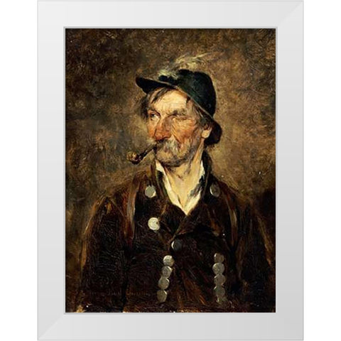 The Old Hunter White Modern Wood Framed Art Print by Kauffmann, Hugo