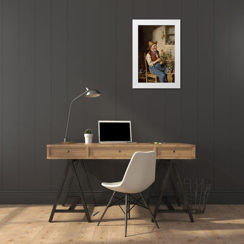 The Gardener White Modern Wood Framed Art Print by Kern, Herman