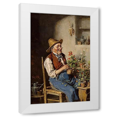 The Gardener White Modern Wood Framed Art Print by Kern, Herman