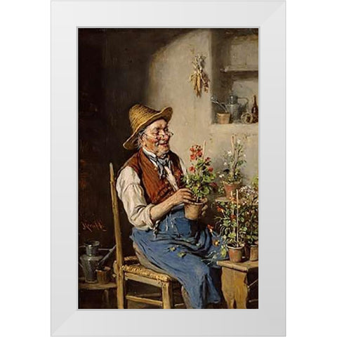 The Gardener White Modern Wood Framed Art Print by Kern, Herman