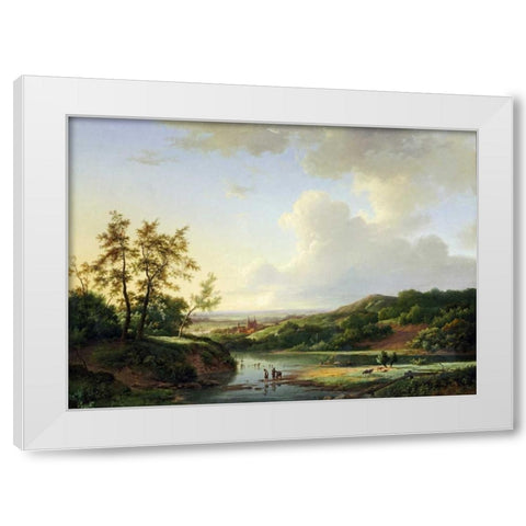 An Extensive Landscape White Modern Wood Framed Art Print by Koekkoek, Marinus Adrainus