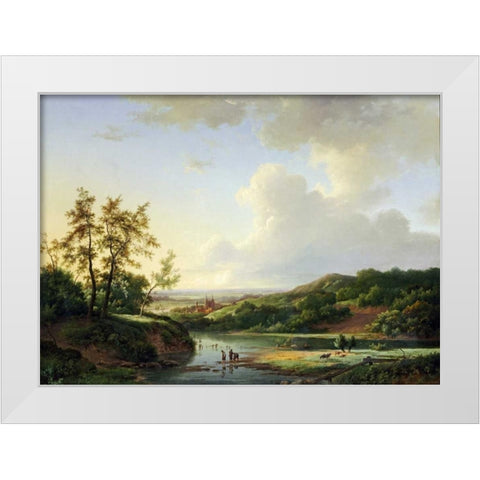 An Extensive Landscape White Modern Wood Framed Art Print by Koekkoek, Marinus Adrainus
