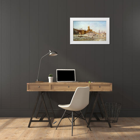 A View of Cairo White Modern Wood Framed Art Print by Korner, Ernst