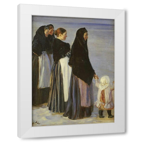 The Departure of The Fishing Fleet White Modern Wood Framed Art Print by Kroyer, Peter Severin